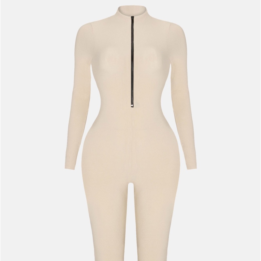Nude Ribbed Snatched Jumpsuit